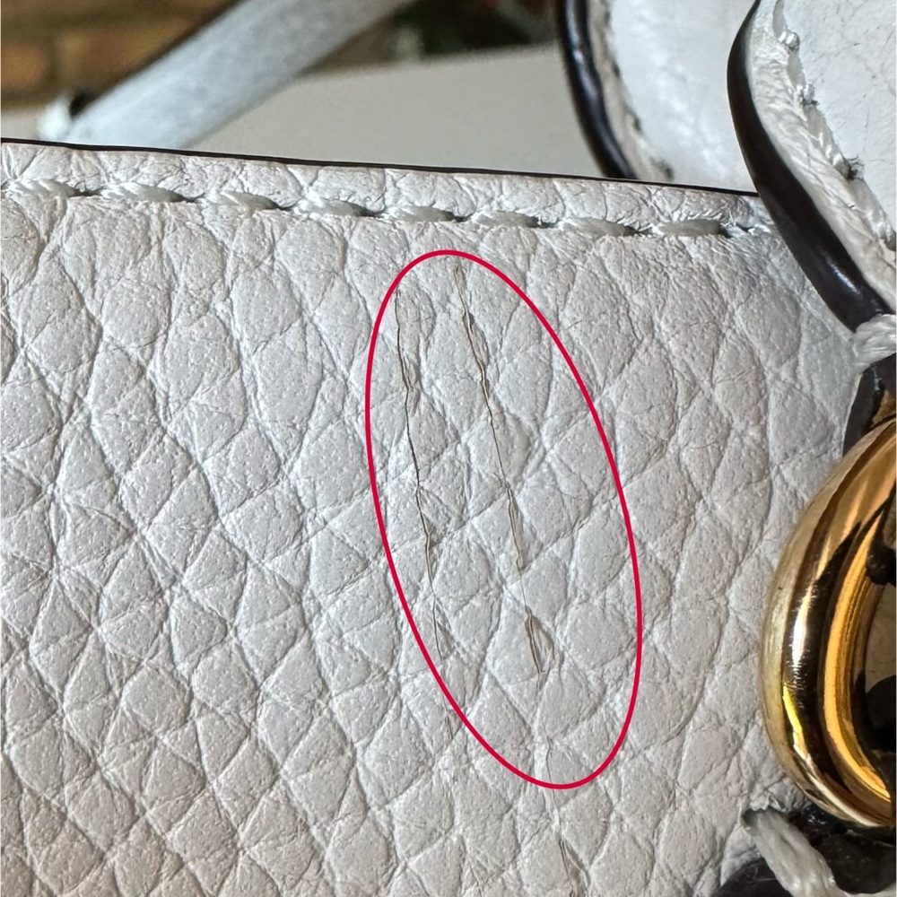 Michael Kors White Pebbled Leather with Gold Accents Satchel - Picture 16 of 16